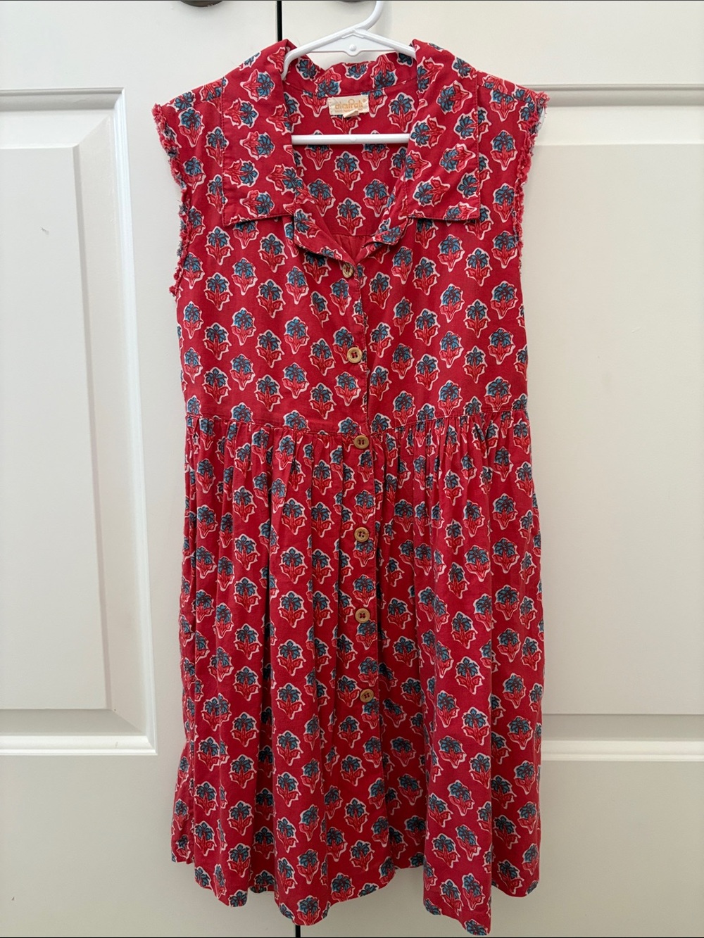 Almirah Girls Red Floral Button-Front Dress